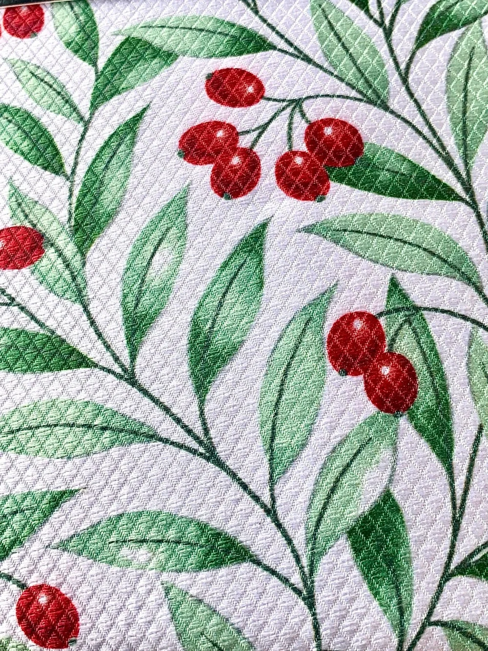 RALPH LAUREN KITCHEN DRYING MATS REVERSIBLE GREEN RED BERRIES SET NEW
